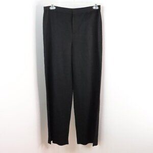 New Linda Allard Ellen Tracy Women's 10 Black Linen Silk Knit Straight Leg Pants